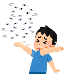 蚊柱を追い払う人の絵